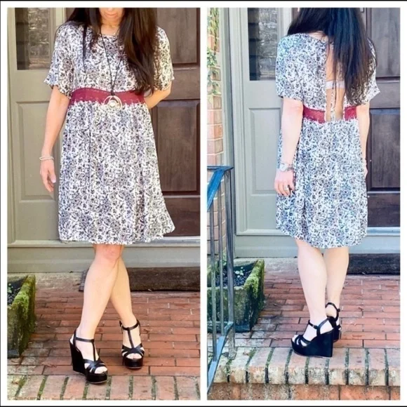 NWT Boho Floral Open Back Dress | High-End Boutique | Sz S $148 - Picture 1 of 7